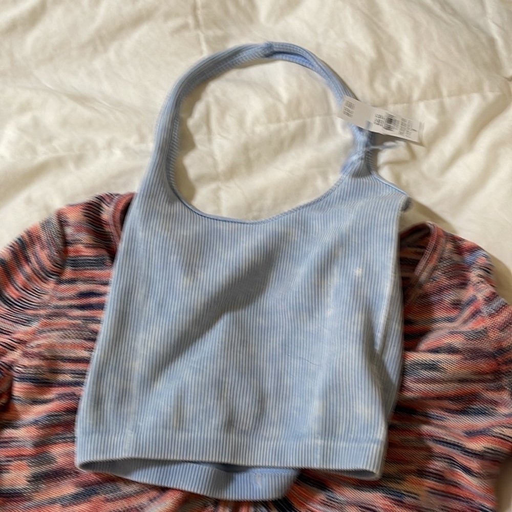 American eagle cropped top sweater with blue Halter top Both NWT - Picture 2 of 6